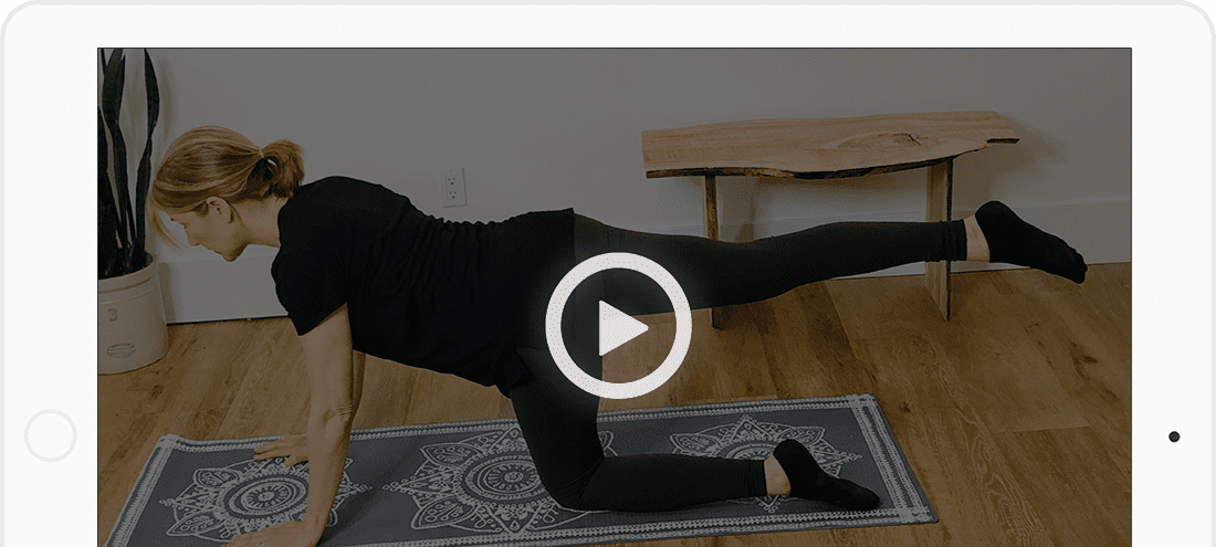 Picture of video on iPad of Dr Laina performing stretching routines